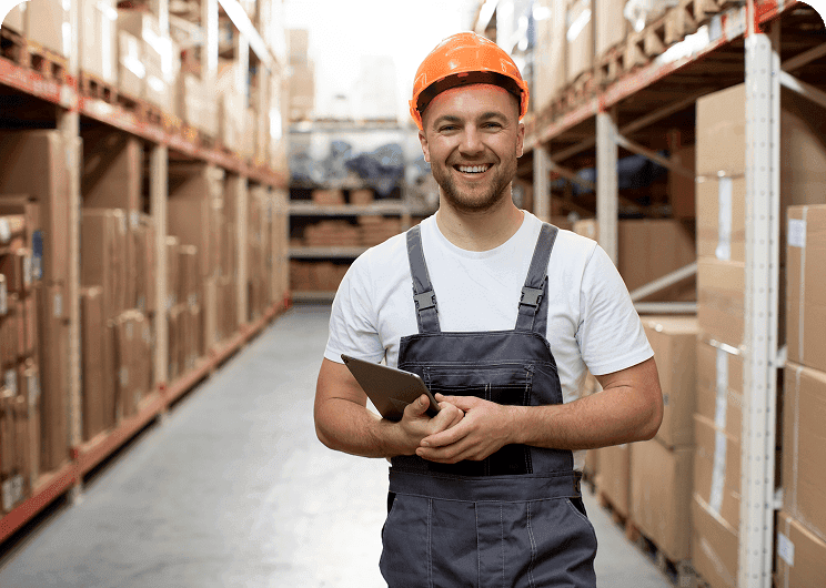 Logistics worker with clipboard